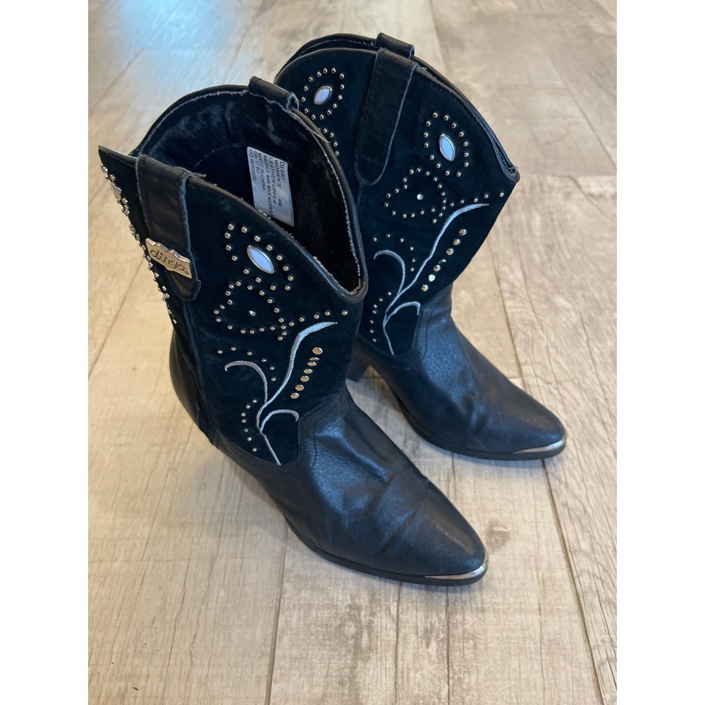 Dingo DI 587 Womens Black Leather‎ Studded Western Cowboy Boots Size 9M
